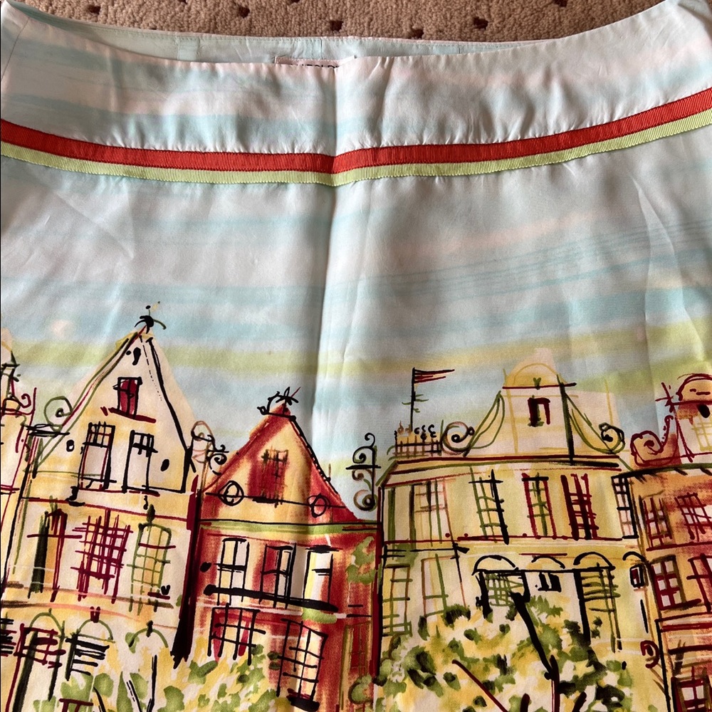 Harold's Multicolor Silk Cityscape A-Line Skirt - Picture 6 of 10